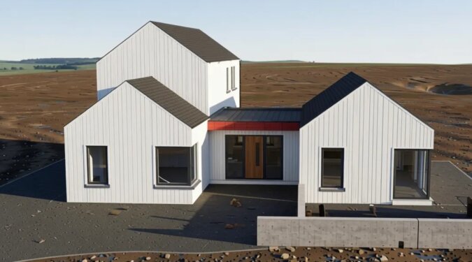 Commercial timber frame building project with prefabricated roof truss system