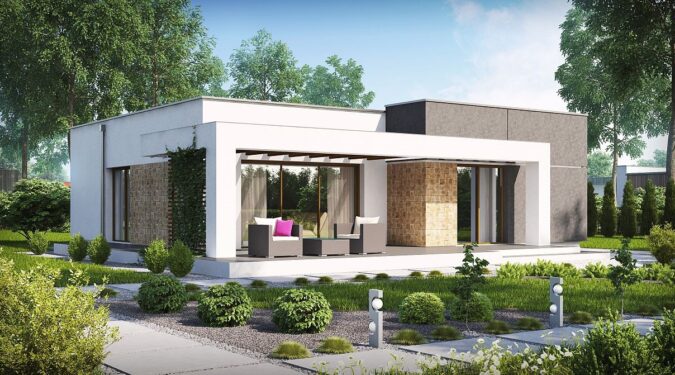 Modern prefabricated house offering affordability and style.